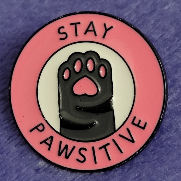 Stay Pawsitive Cat Paw Enamel Pin - Picture 5 of 8